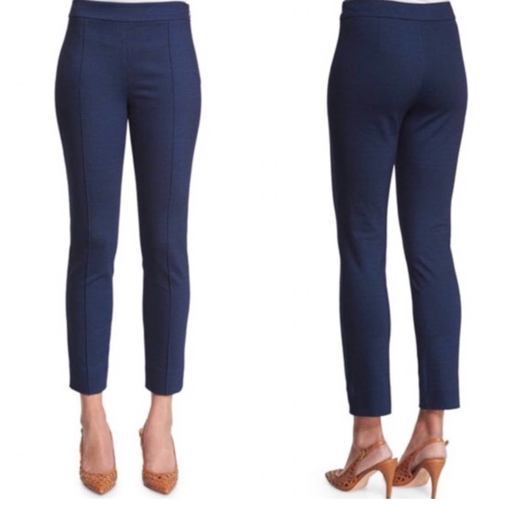 Diane von Furstenberg DVF Farrah Skinny Ponte Cropped Ankle Pants Blue Size 4n - Picture 1 of 7